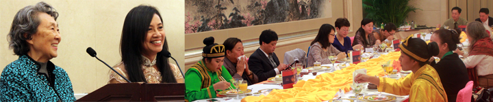 Zhou Bingde, the niece of Zhou Enlai and Chair of the Zhou Enlai Peace Institute, speaks to a state banquet at the National People's Congress.